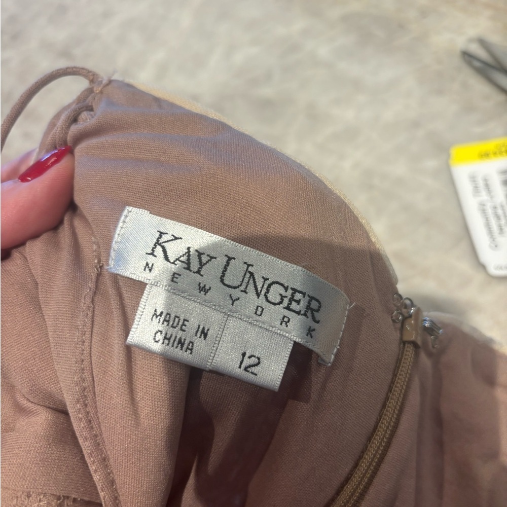 Kay Unger New York Champagne Sequin Slip Dress | Size 12 - Picture 4 of 4